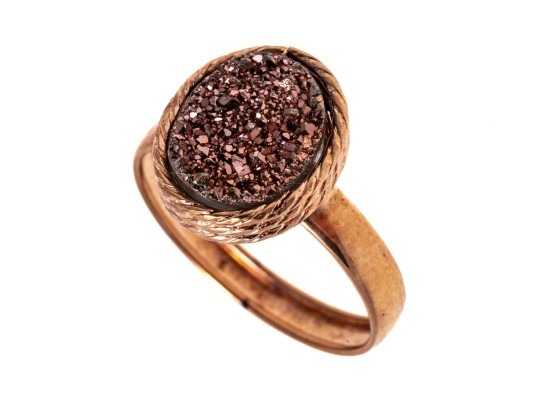 Chic Milor 18K Rose Gold Druzy Ring, Size 7