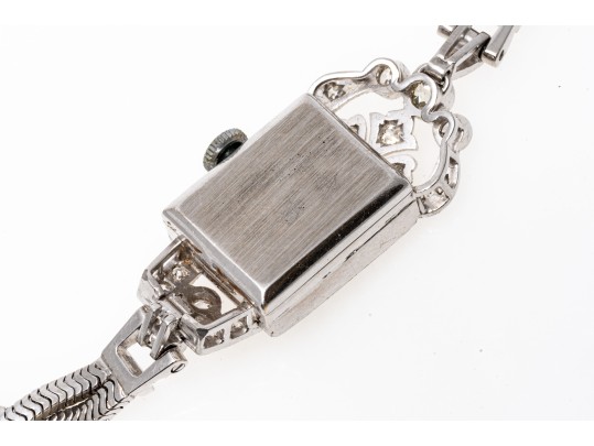 Geneva 14K, Platinum And Diamond Set Mechaincal Watch