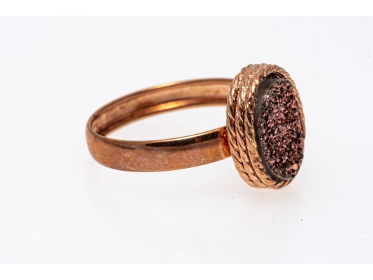 Chic Milor 18K Rose Gold Druzy Ring, Size 7