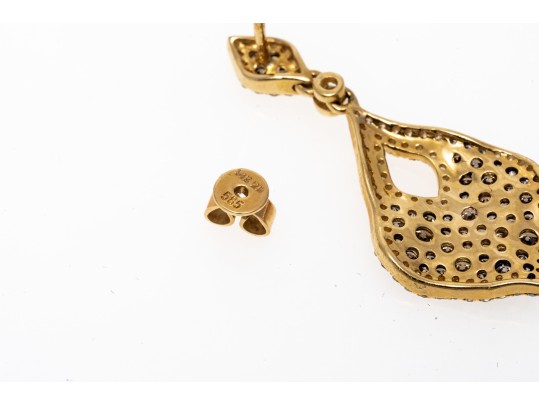 Dazzling 14K And Brown Diamond Pendant Earrings
