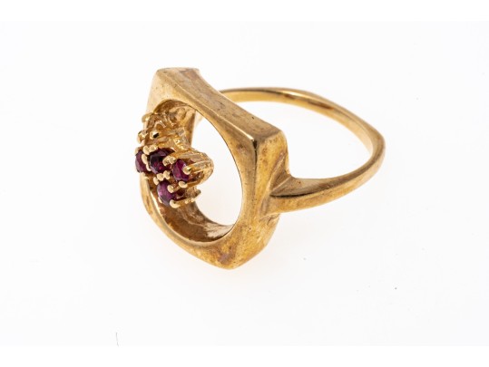 Artistic 14K Open Center Ruby Ring, Size 4