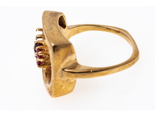 Artistic 14K Open Center Ruby Ring, Size 4