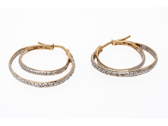 Shimmering 14K Double Style Hoop Earrings