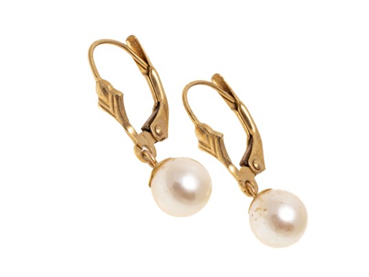 Classy 14K And Suspended Pearl Earrings