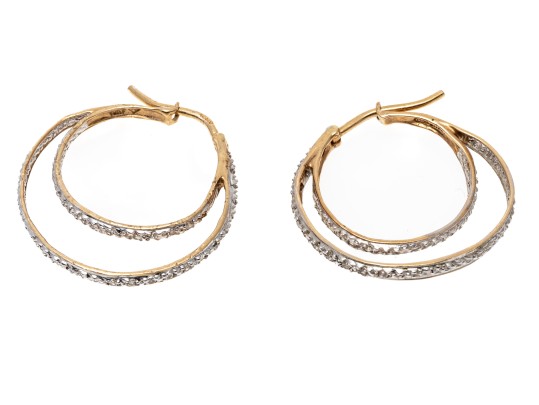 Shimmering 14K Double Style Hoop Earrings