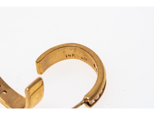 14k Yellow Gold Striking Diamond G  Set Hoop 