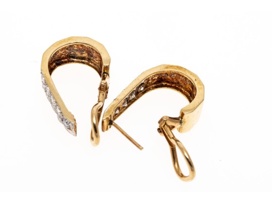 14K And Dazzling Diamond Elongated Hoop Earrings