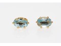 Sterling Vermeil Light Blue Zircon Stud Earrings