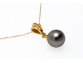 14k Yellow Gold Black Cultured Pearl Pendant Necklace