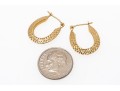 14K Elongated Diamond Cut Hoop Earrings
