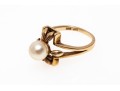 14K Single Pearl Open Form Ring, Size 7