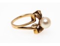 14K Single Pearl Open Form Ring, Size 7