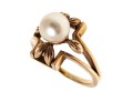 14K Single Pearl Open Form Ring, Size 7