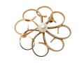 14k Yellow Gold Pretty Vintage Open Swirl Circle Brooch, Cultured 5mm Pearl Center