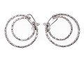Sterling Silver Striking Open Crescent Moon CZ Button Earrings