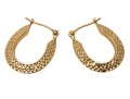 14K Elongated Diamond Cut Hoop Earrings