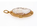 14k Yellow Gold Pretty Shell Cameo Style Pendant, With A Ribbed Patterned Frame