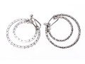 Sterling Silver Striking Open Crescent Moon CZ Button Earrings