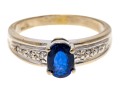 14k Gold Striking Oval Blue Sapphire And Diamond Ring, Size 7.75