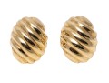14K Ribbed And Polished Puff Earrings