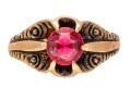 10k Rose Gold Handsome Vintage Chased Chunky Solitaire Ring, Size 10.75+