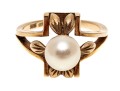 14K Single Pearl Open Form Ring, Size 7