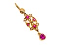 Fantastic 22K Seed Pearl And Pink Sapphire Drop Pendant