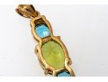 14k Yellow Gold Beautiful Blue Topaz And Peridot Stack Pendant
