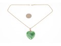 14k Yellow Gold Green Jade Heart Pendant Necklace