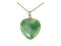 14k Yellow Gold Green Jade Heart Pendant Necklace