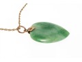 14k Yellow Gold Green Jade Heart Pendant Necklace