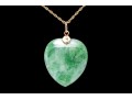 14k Yellow Gold Green Jade Heart Pendant Necklace