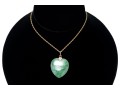 14k Yellow Gold Green Jade Heart Pendant Necklace