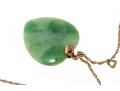 14k Yellow Gold Green Jade Heart Pendant Necklace