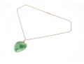 14k Yellow Gold Green Jade Heart Pendant Necklace