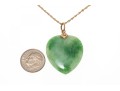 14k Yellow Gold Green Jade Heart Pendant Necklace