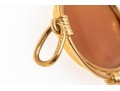 14k Yellow Gold Pretty Shell Cameo Style Pendant, With A Ribbed Patterned Frame