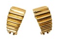 18k Yellow Gold Striking Chunky Horizontal Ribbed Half Hoop Earrings