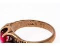 10k Rose Gold Handsome Vintage Chased Chunky Solitaire Ring, Size 10.75+