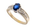 14k Gold Striking Oval Blue Sapphire And Diamond Ring, Size 7.75