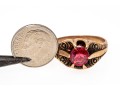 10k Rose Gold Handsome Vintage Chased Chunky Solitaire Ring, Size 10.75+