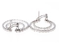 Sterling Silver Striking Open Crescent Moon CZ Button Earrings
