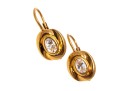 18k Yellow Gold Fun Swirl Framed Oval CZ Drop Earrings