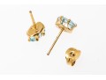 Sterling Vermeil Light Blue Zircon Stud Earrings