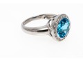 Bright Topaz And Diamond Contemporary 18K White Gold Ring, Size 6.5+