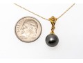 14k Yellow Gold Black Cultured Pearl Pendant Necklace