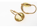 14k Yellow Gold Lovely Round Checkerboard Yellow Citrine Earrings, App. 4.26 TCW