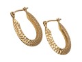 14K Elongated Diamond Cut Hoop Earrings