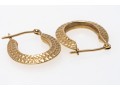14K Elongated Diamond Cut Hoop Earrings