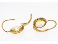 14k Yellow Gold Lovely Round Checkerboard Yellow Citrine Earrings, App. 4.26 TCW